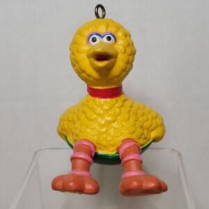 VINTAGE Jim Hensen Sesame Street Big Bird On a Sled Christmas Ornament